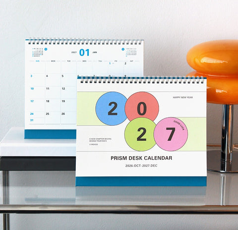 2027 PRISM Desk Calendar (OCT.2026-DEC.2027) | Dated + Undated Planner