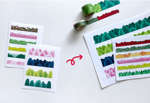 Korean Traditional House & Clothes Seal Sticker + Masking Tape SET