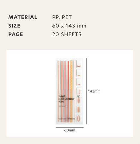 Index Long Highlighter Mark Sticky Notes [4types]