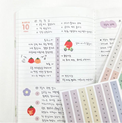 My Flow Diary Date Day Number Sticker Set [6types]