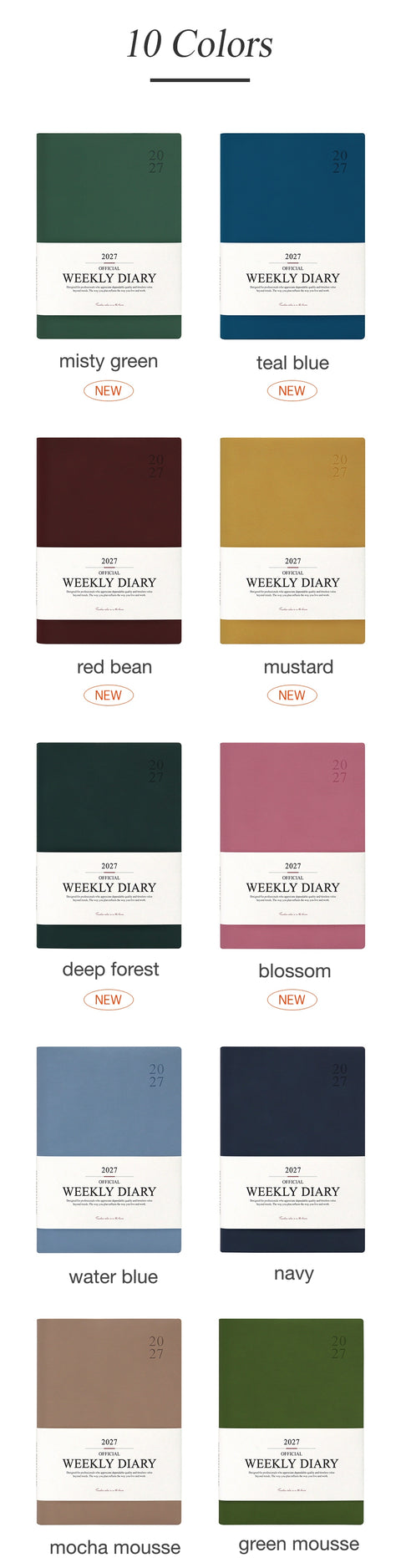 2027 Official A5 Weekly Planner [10colors] | Weekly Diary