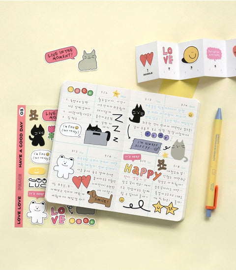 Doodle Daily Deco Sticker Pack [2types] | 6sheets