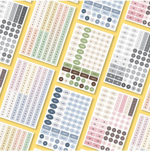 My Flow Diary Date Day Number Sticker Set [6types]