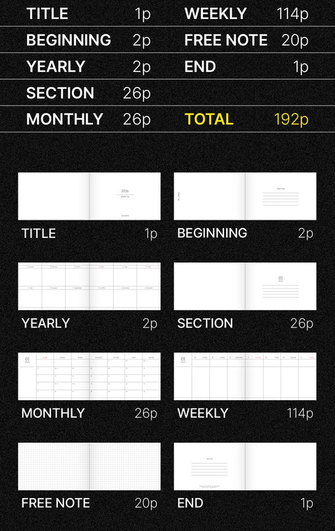 2026 Delight Log Wide Weekly Planner [4types]