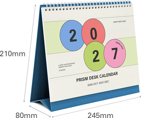 2027 PRISM Desk Calendar (OCT.2026-DEC.2027) | Dated + Undated Planner