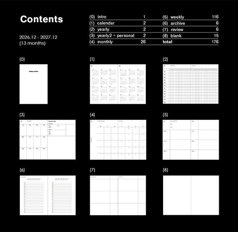2027 Ordinary Archive Weekly Planner [5colors]