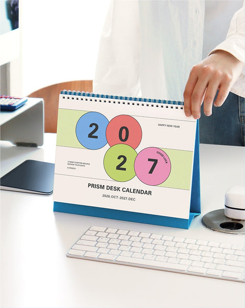2027 PRISM Desk Calendar (OCT.2026-DEC.2027) | Dated + Undated Planner