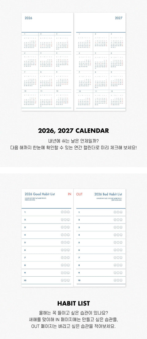 2026 Twenty, Twenty Six Weekly Planner _ mini [5colors] | Weekly Diary