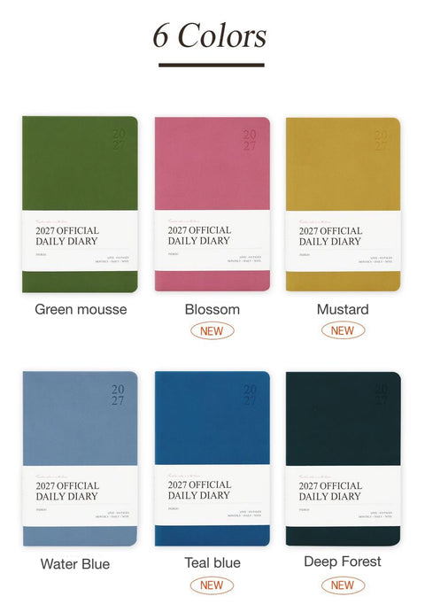 2027 Official Daily Diary Time Planner B6 [6colors] | Daily Diary 2027