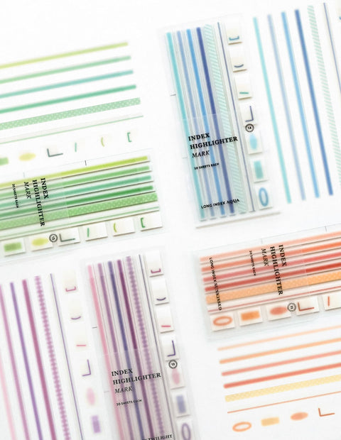 Index Long Highlighter Mark Sticky Notes [4types]