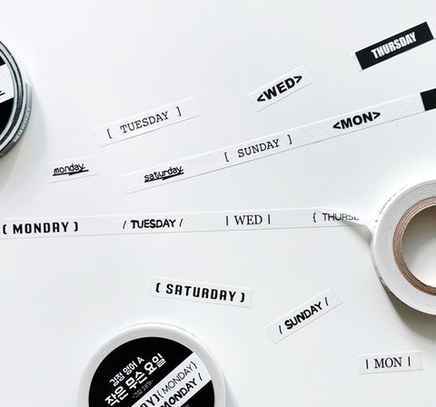 What Day of the Week _ Black English Masking Tape [2types]