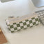 Clam Round Pencil Case [Checkerboard Celery] | Pen Pouch