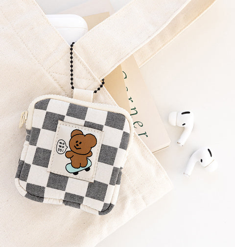 momossi Checkerboard Earphone Pouch [3colors] | AirPods Case