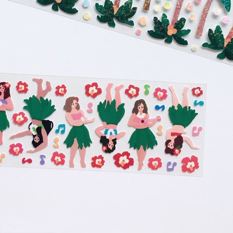 Hawaii Hula Dance Seal Sticker [2types] | Palm Tree Deco Sticker