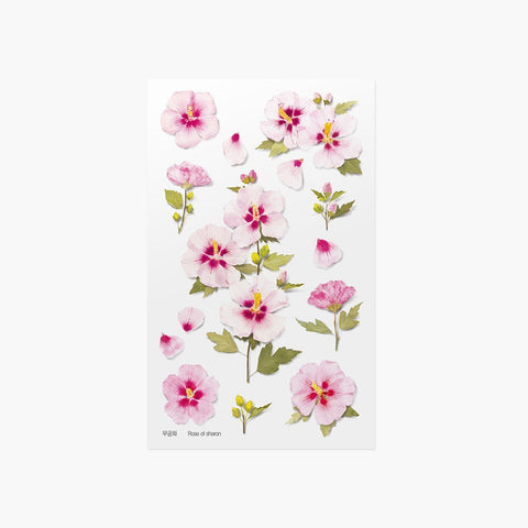 Pressed Flower Sticker [Rose of Sharon] | Printed Dried Flower Sticker