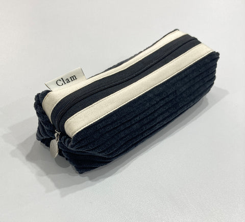 Clam Round Pencil Case [Corduroy Midnight] | Pen Pouch