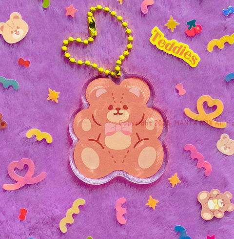 Bear Acrylic Diary Charm | Teddy Bear Key Rings