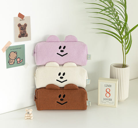 Momossi Bear Cushion Pencil Pouch [3colors]