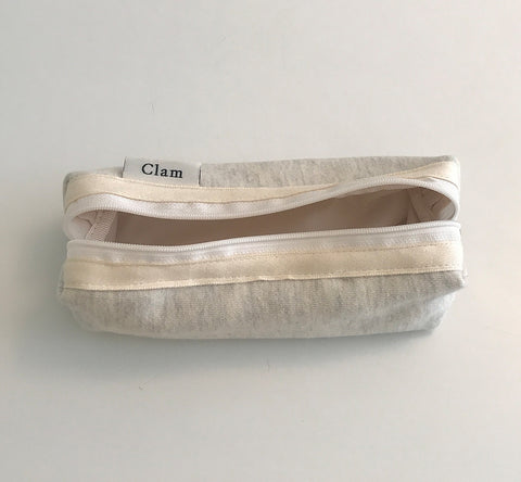 Clam Round Pencil Case [Oatmeal Gray] | Pen Pouch