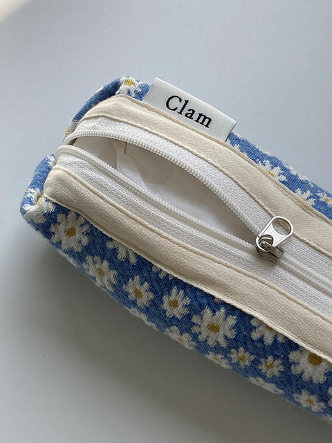 Clam Round Pencil Case [Egg Flower] | Pen Pouch