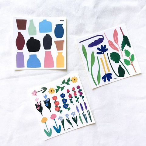 Flowering Plant Sticker Set | un cut lines stickers | 15sheets