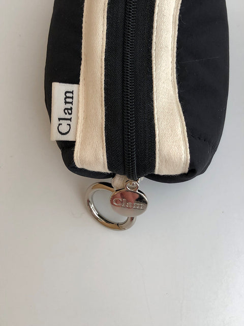 Clam Mini Key Ring Round Pouch [Quilting Black] | Daily Pouch