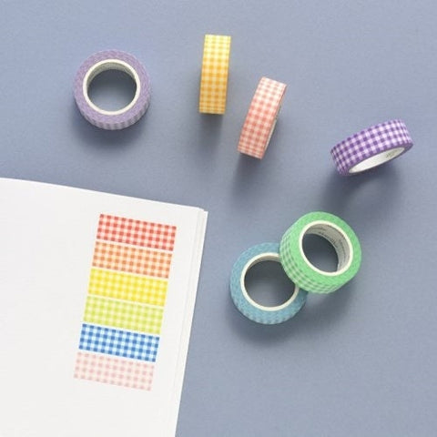 Arte Sherbet Check Masking Tape [12colors] | 15mm