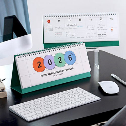 2026 PRISM Horizontal Weekly Desk Scheduler | Desk Calendar