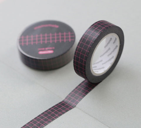 Crayon Check Black Pink Masking Tape