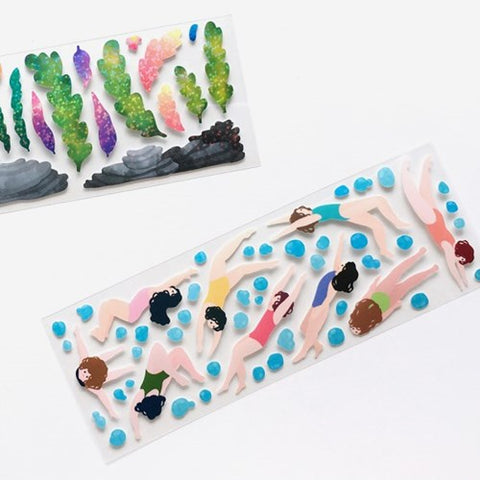 Swimming Seal Sticker [2types] | Seaweed Deco Sticker