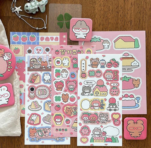 YOON GOO Strawberry Sticker Pack | Planner Deco Sticker