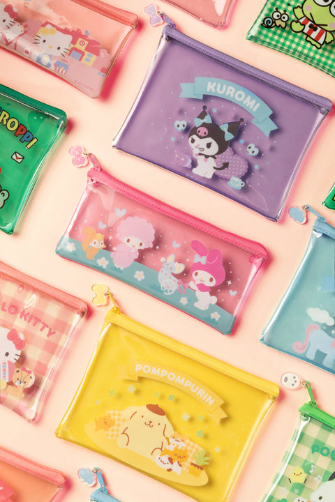 Sanrio PVC Clear Pouch 3PCS Set [ Kuromi | Kerokerokeroppi ]
