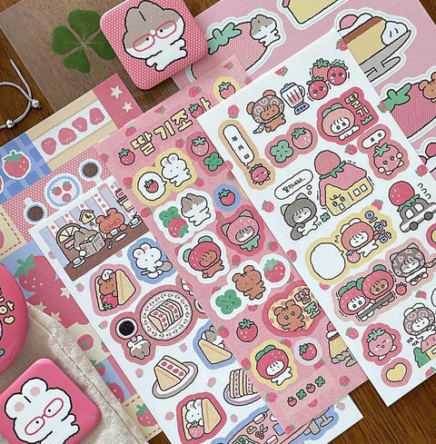 YOON GOO Strawberry Stickers [4types] | Planner Deco Sticker