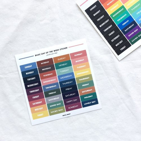 Square Day of the week Sticker | Planner Deco Sticker