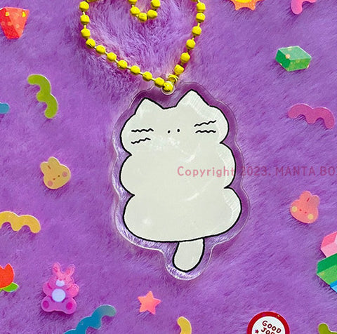 Flat Cat Acrylic Diary Charm | Kitty Key Rings