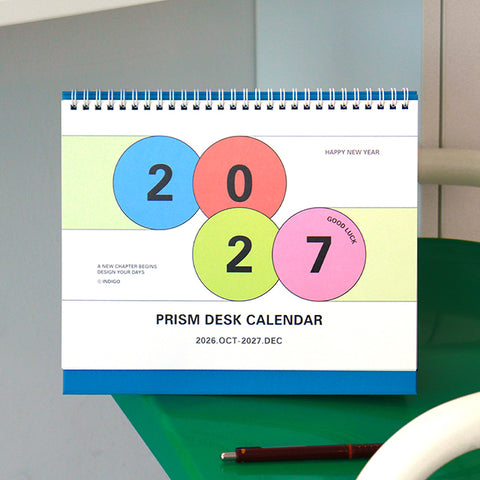 2027 PRISM Desk Calendar (OCT.2026-DEC.2027) | Dated + Undated Planner