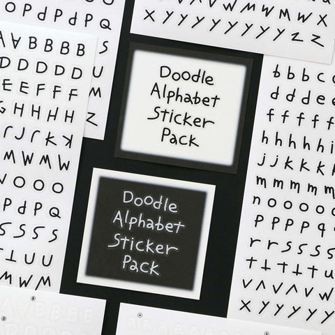 Doodle Alphabet Sticker Pack | Capital Case + Lower Case | 6 sheets