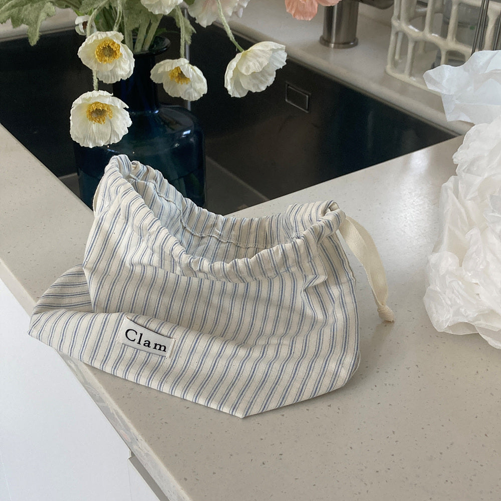 Clam String Pouch [Blue Stripe] | Daily Pouch – dubudumo