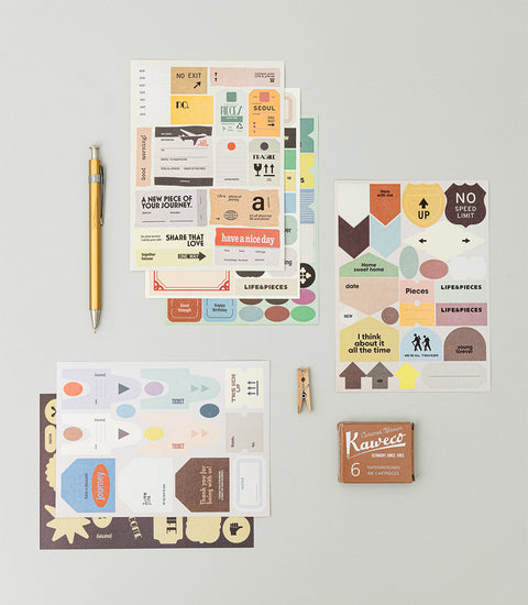LIFE & PIECES Vintage Label Sticker Pack | 6sheets