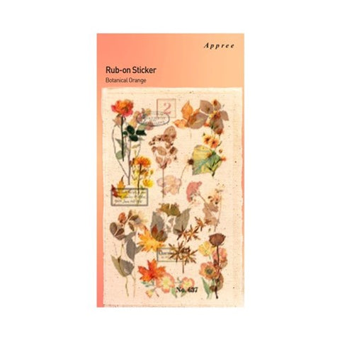 Rub-on Flower Sticker [Botanical Orange] | Printed Dried Flower Sticker