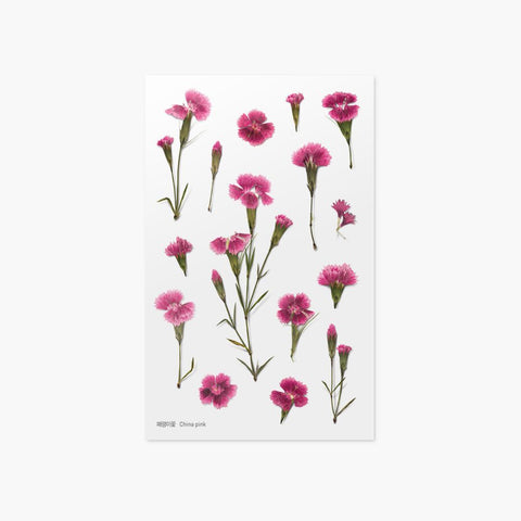 Pressed Flower Sticker [China Pink] | Printed Dried Flower Sticker