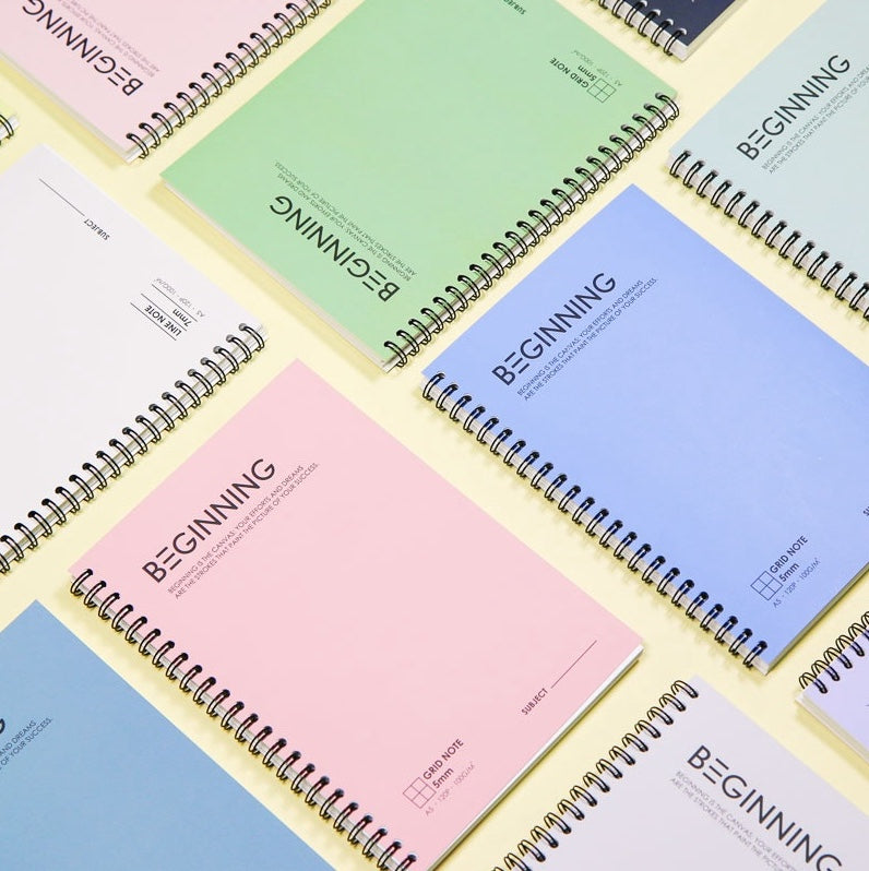 Beginning Twin Ring Notebook A5 [4types] | Line | Grid | Blank – dubudumo