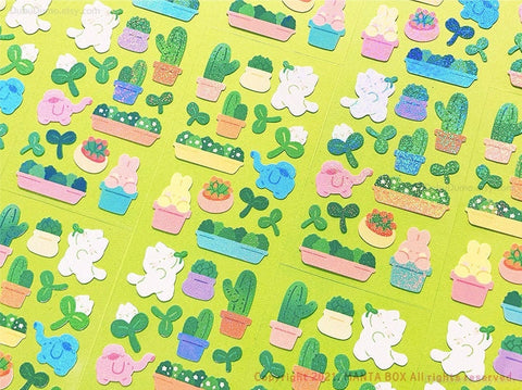 Twinkle Deco Sticker [Kitty & Cactus]