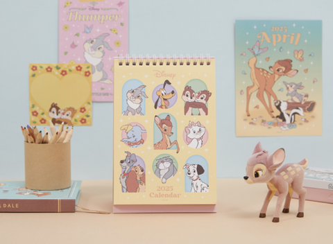 2025 DISNEY Animal Desk Calendar | Bambi Dumbo Chip&Dale Aristocats