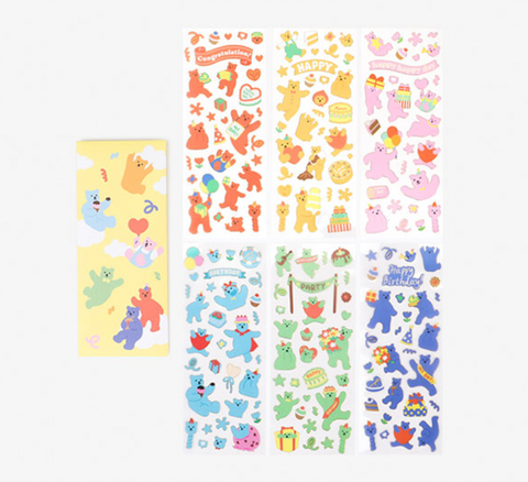 Jelly Bear Gold Line Sticker [6types]