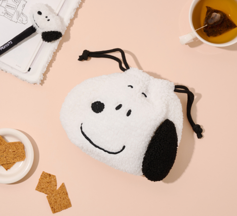 Peanuts Snoopy Pompom Face String Pouch