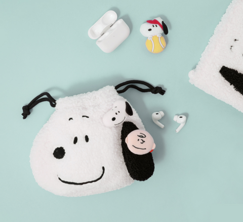 Peanuts Snoopy Pompom Face String Pouch