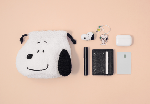 Peanuts Snoopy Pompom Face String Pouch