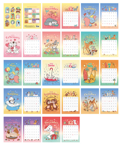 2025 DISNEY Animal Desk Calendar | Bambi Dumbo Chip&Dale Aristocats