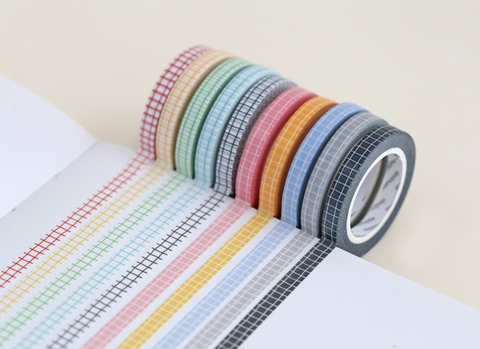 MOMOMATAE Crayon Check Slim Masking Tape [10colors]